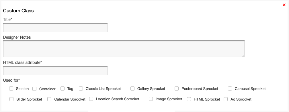 Click on Add a Custom Class