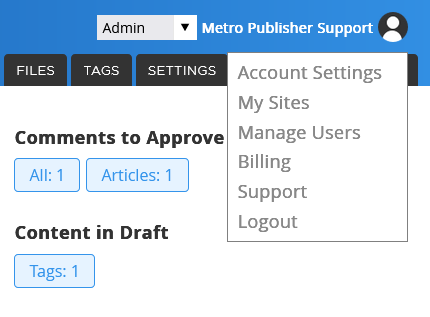 Welcome to Metro Publisher - User Settings Links.png