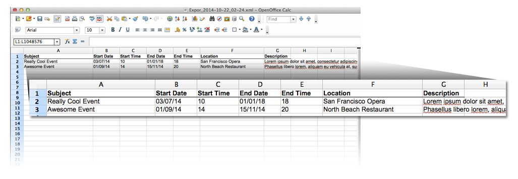 Создание ics файла из excel